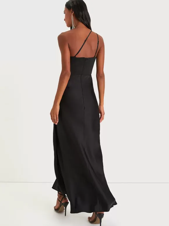 Robe de demoiselle d'honneur asymétrique à une épaule et à fente haute robe de bal sirène à fronces