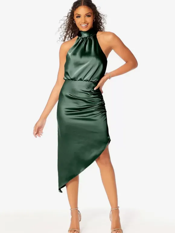 Robe de demoiselle d'honneur courte dos nu froncée robes de soirée de mariage asymétriques