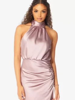Robe de demoiselle d'honneur courte dos nu froncée robes de soirée de mariage asymétriques