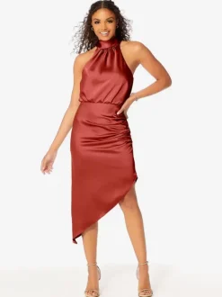 Robe de demoiselle d'honneur courte dos nu froncée robes de soirée de mariage asymétriques