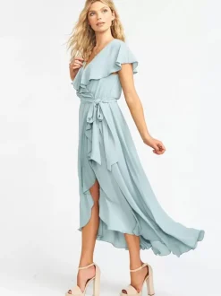 Robe de demoiselle d'honneur col V jupe à volants robe cocktail mariage