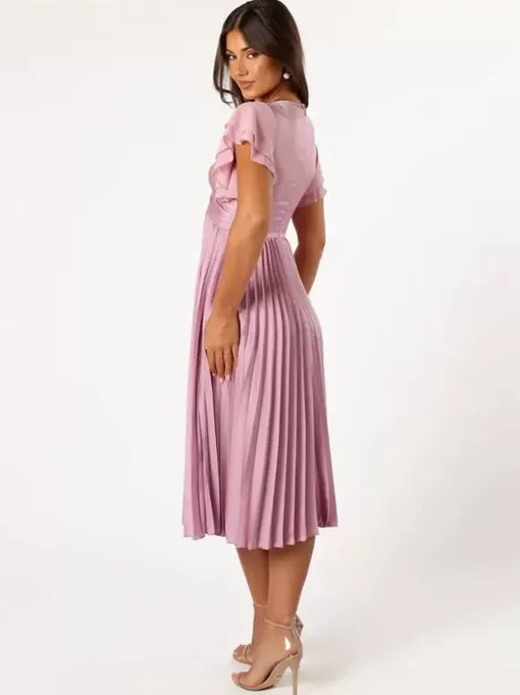 Robe de demoiselle d'honneur courte élastique en soie comme du Satin manches courtes fermeture éclair col en v robes de soirée de mariage