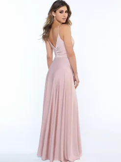 Robe de demoiselle d'honneur en satin de soie stretch à bretelle jupe fendue