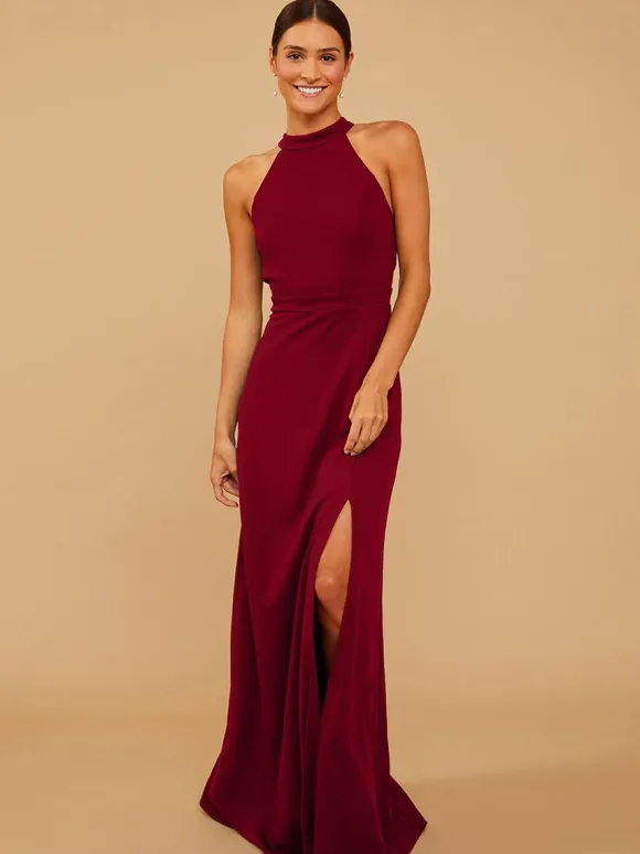 Robe de demoiselle d'honneur en mousseline de soie robe de bal trapèze longueur au sol