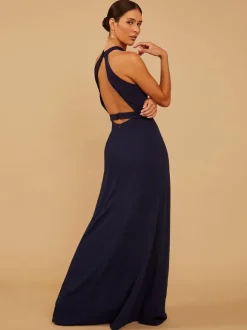 Robe de demoiselle d'honneur en mousseline de soie robe de bal trapèze longueur au sol
