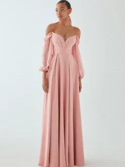 Robe de demoiselle d'honneur en mousseline de soie coupe trapèze longueur au sol robe de soirée de mariage