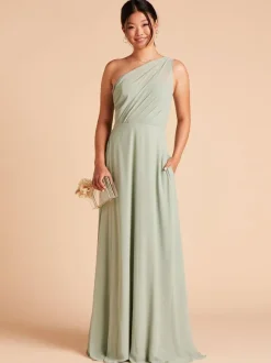 Robe de demoiselle d'honneur en mousseline de soie A-ligne-parole longueur robes formelles personnalisation gratuite