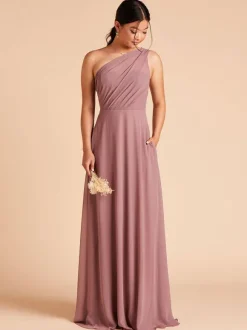 Robe de demoiselle d'honneur en mousseline de soie A-ligne-parole longueur robes formelles personnalisation gratuite