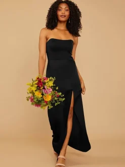 Robe de demoiselle d'honneur en tissu satiné gaine longueur au sol robe de soirée de mariage