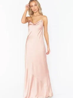 Robe de demoiselle d'honneur fourreau longueur au sol dos nu robe de bal en tissu satiné