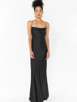 Robe de demoiselle d'honneur fourreau longueur au sol dos nu robe de bal en tissu satiné