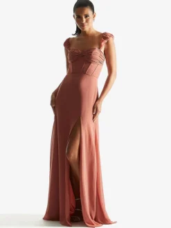 Robe de demoiselle d'honneur gaine longueur au sol fermeture éclair en mousseline de soie robes formelles