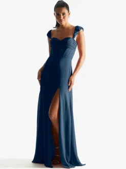 Robe de demoiselle d'honneur gaine longueur au sol fermeture éclair en mousseline de soie robes formelles