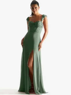Robe de demoiselle d'honneur gaine longueur au sol fermeture éclair en mousseline de soie robes formelles