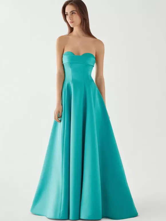 Robe de demoiselle d'honneur ligne a longueur au sol fermeture éclair tissu satiné robe de soirée de mariage