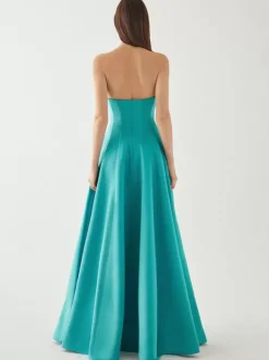 Robe de demoiselle d'honneur ligne a longueur au sol fermeture éclair tissu satiné robe de soirée de mariage