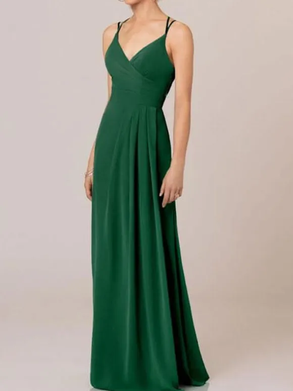 Robe de demoiselle d'honneur robe de cocktail de mariage à bretelle col V zip sur dos