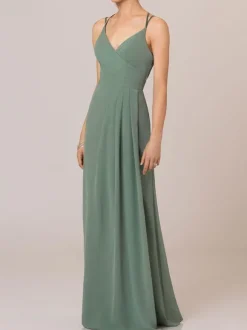 Robe de demoiselle d'honneur robe de cocktail de mariage à bretelle col V zip sur dos