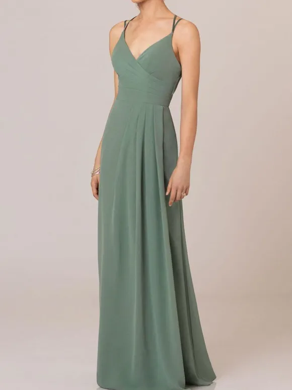 Robe de demoiselle d'honneur robe de cocktail de mariage à bretelle col V zip sur dos