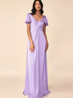 Robe de demoiselle d'honneur robe de bal longueur au sol fermeture éclair soie élastique comme du satin robes formelles