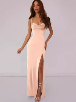 Robe de demoiselle d'honneur robe de bal longueur au sol à lacets en polyester robe de soirée de mariage
