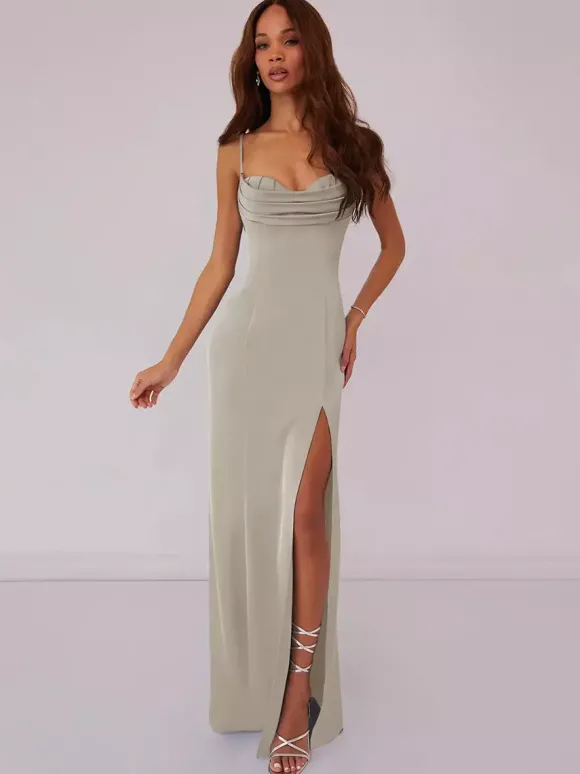 Robe de demoiselle d'honneur robe de bal longueur au sol à lacets en polyester robe de soirée de mariage