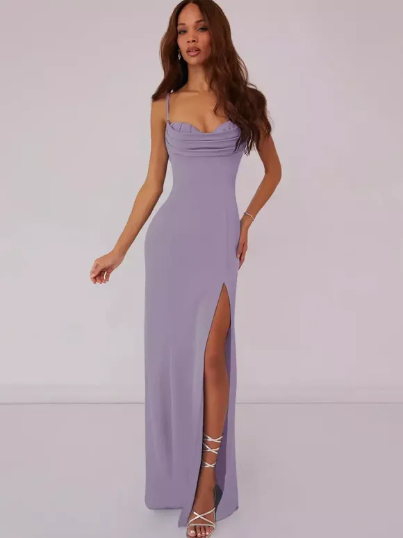Robe de demoiselle d'honneur robe de bal longueur au sol à lacets en polyester robe de soirée de mariage