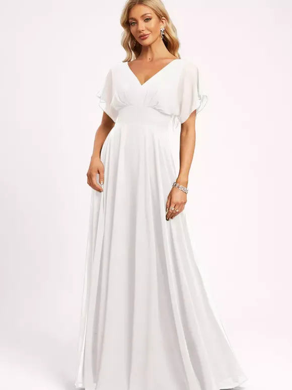 Robe de demoiselle d'honneur robe de bal longueur au sol fermeture éclair en mousseline robe de soirée de mariage