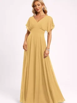 Robe de demoiselle d'honneur robe de bal longueur au sol fermeture éclair en mousseline robe de soirée de mariage