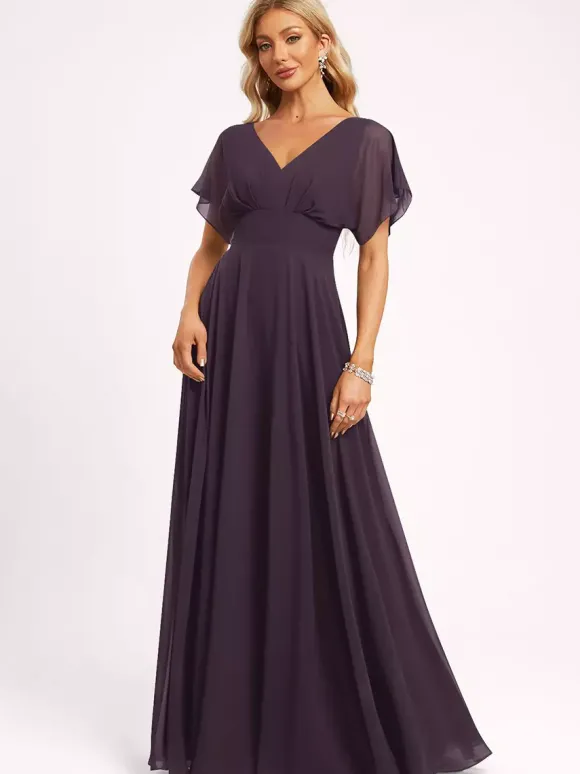 Robe de demoiselle d'honneur robe de bal longueur au sol fermeture éclair en mousseline robe de soirée de mariage