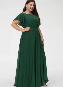 Robe de demoiselle d'honneur trapèze longueur au sol fermeture éclair en mousseline robe de soirée de mariage