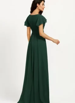 Robe de demoiselle d'honneur trapèze longueur au sol fermeture éclair en mousseline robe de soirée de mariage