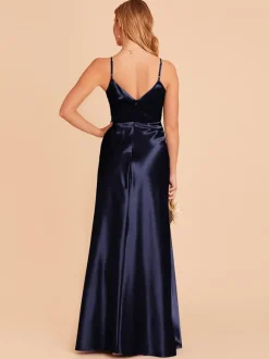 Robe de demoiselle d'honneur trapèze longueur au sol dos nu en tissu satiné robe de soirée de mariage
