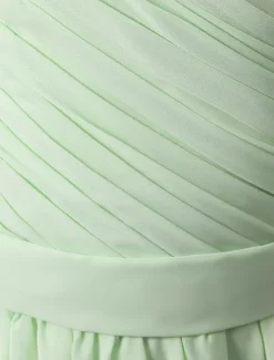 Robe de fille de fleur robe cortège enfant verte en chiffon bustier à une épaule zip sur dos longueur cheville