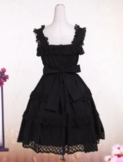 Robe de lolita gothique Coton Noire Sans Manche Déguisements