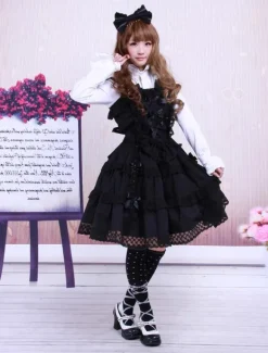Robe de lolita gothique Coton Noire Sans Manche Déguisements