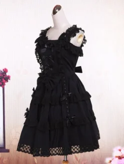 Robe de lolita gothique Coton Noire Sans Manche Déguisements