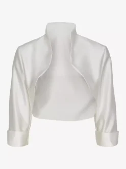 Robe de mariée blanche à manches 3/4 et décolleté en V en satin