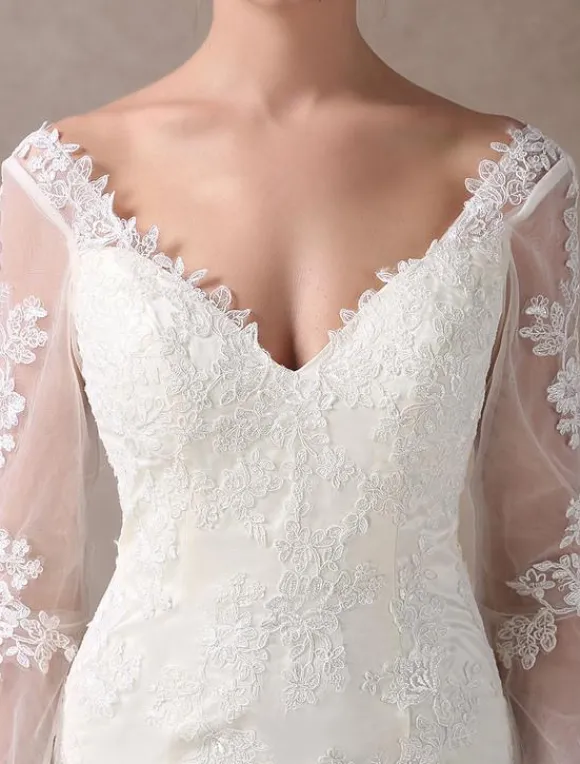 Robe de mariée courte en satin ivoire manche longue en dentelle longueur au dessus de genou robe de mariage