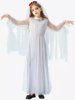 Robe de mariée gothique fantôme d'Halloween pour filles costume de sorcière vampire