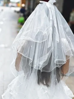 Robe de mariée Lolita Accessoires Lolita Noeuds blancs Volants Fibre de polyester Couvre-chef Dentelle Divers