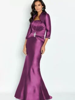 Robe de mariée mère de la mariée sans bretelles demi-manches sirène longueur cheville robes d'invitées pour mariage