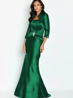 Robe de mariée mère de la mariée sans bretelles demi-manches sirène longueur cheville robes d'invitées pour mariage