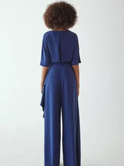 Robe de mariée pour mère col bijou demi-manches combinaison à volants robes d'invitées de mariage