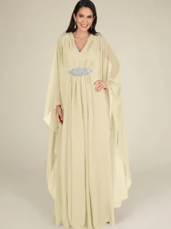Robe de mariée pour mère col en V sans manches ligne a avec des appliques robes d'invitées de mariage