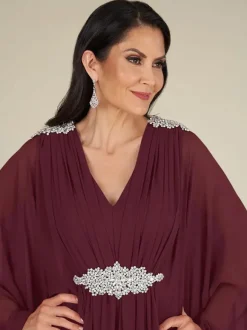 Robe de mariée pour mère col en V sans manches ligne a avec des appliques robes d'invitées de mariage