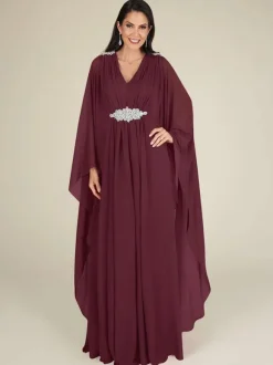 Robe de mariée pour mère col en V sans manches ligne a avec des appliques robes d'invitées de mariage