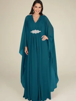 Robe de mariée pour mère col en V sans manches ligne a avec des appliques robes d'invitées de mariage