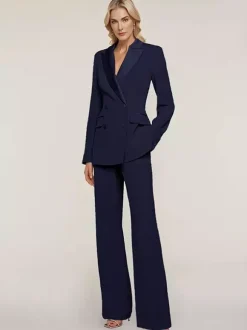 Robe de mariée pour mère de la mariée décolleté manches longues deux pièces boutons longueur au sol pour invité de mariage