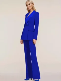Robe de mariée pour mère de la mariée décolleté manches longues deux pièces boutons longueur au sol pour invité de mariage